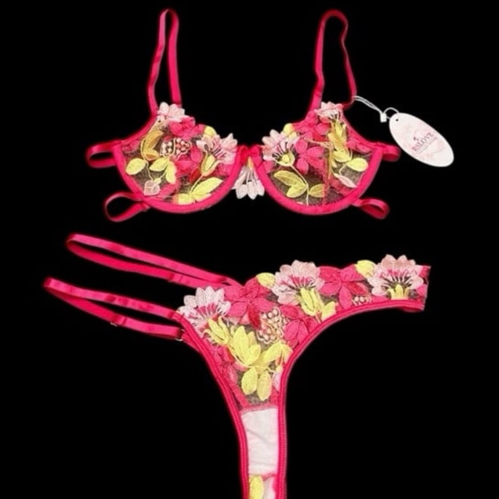 Floral Embroidered Lingerie Set